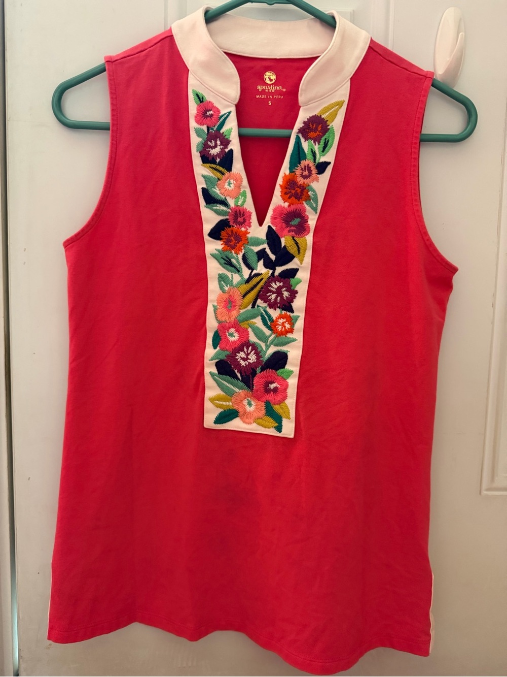 Spartina 449 Pink Embroidered Sleeveless Tank Top S Small